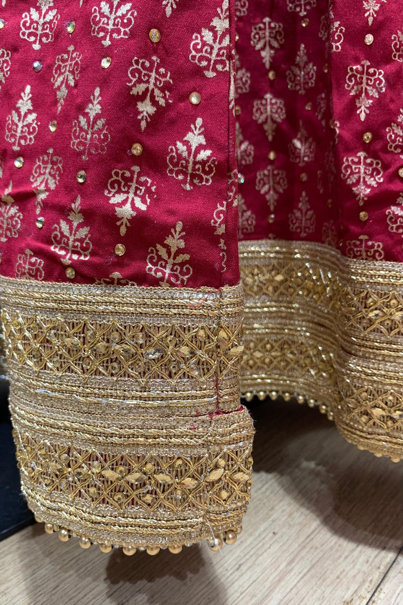 Maroon Rayon Block Printed Maxi Skirt – Geetanjali